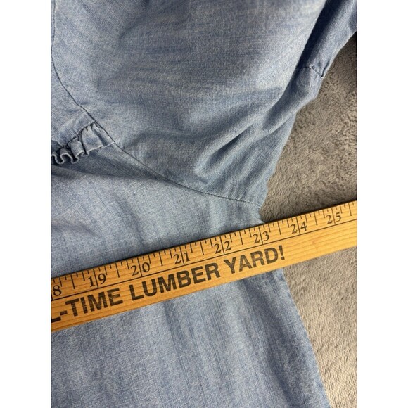 Old Navy Shirt Womens XL Blue Chambray‎ Smocked Long Sleeve Blouse Button Up - Picture 10 of 14